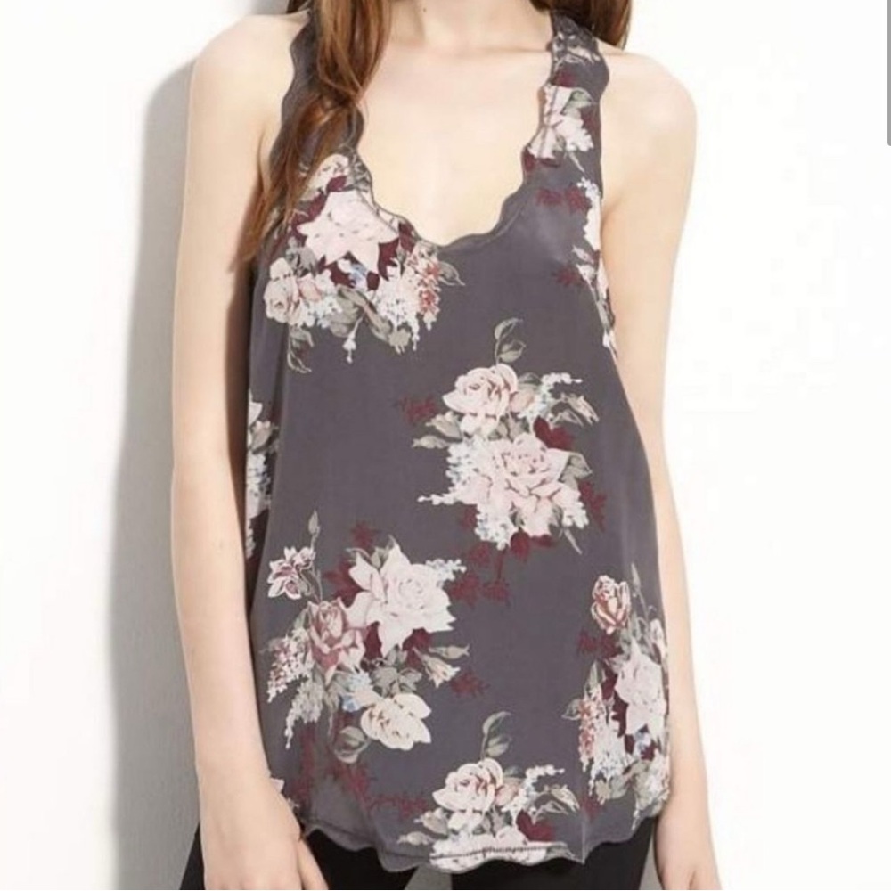 Joie Charcoal Floral Tank Top